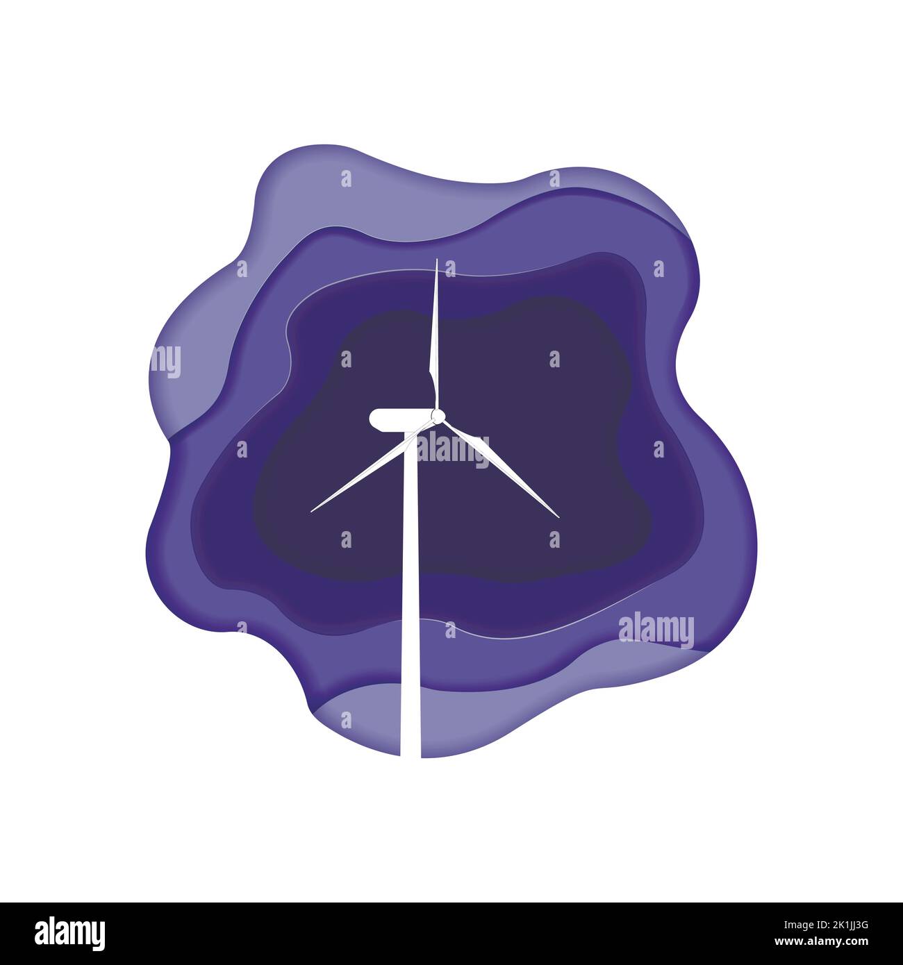 Windkraft-Generator, Windturbine in Papierschnitt-Technik. Stock Vektor