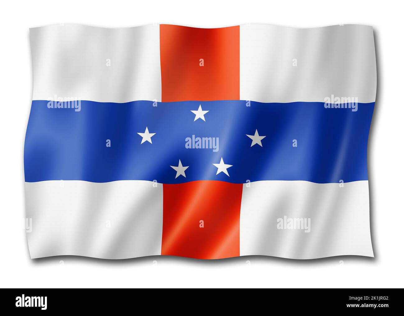 Flagge der Niederländischen Antillen. Winkende Bannerkollektion. 3D Abbildung Stockfoto
