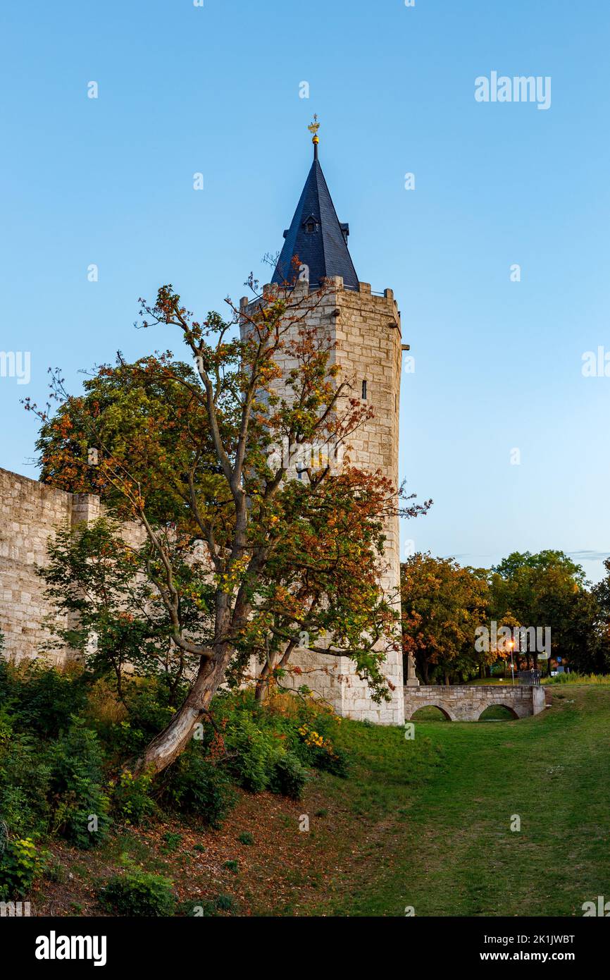 Die historische Stadtmauer von Mühlhausen in thüringen Stockfoto