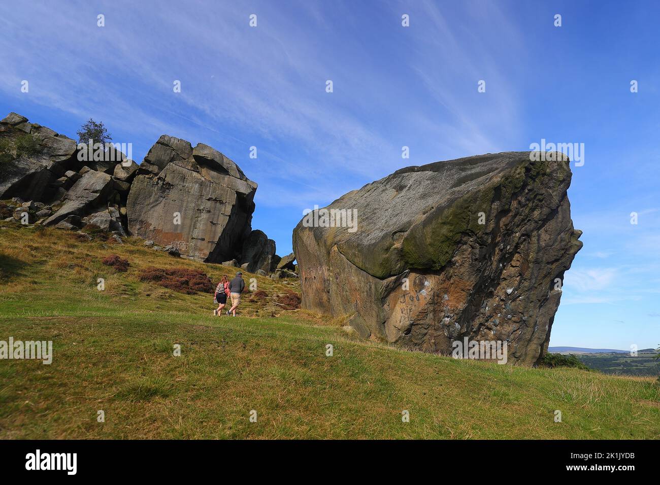 Cow & Calf Rocks auf Ilkley Moor in West Yorkshire Stockfoto