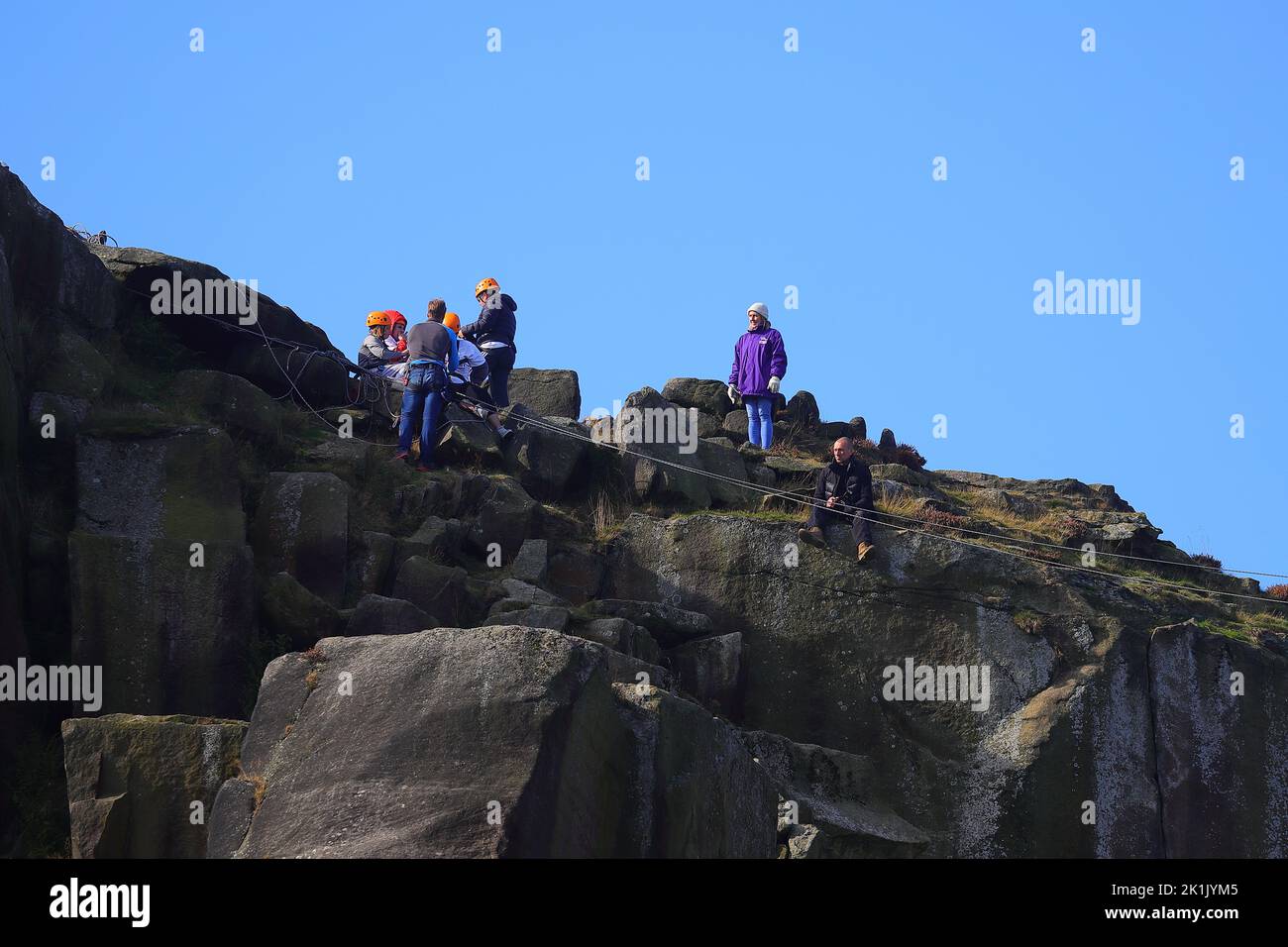 Cow & Calf Rocks auf Ilkley Moor in West Yorkshire Stockfoto