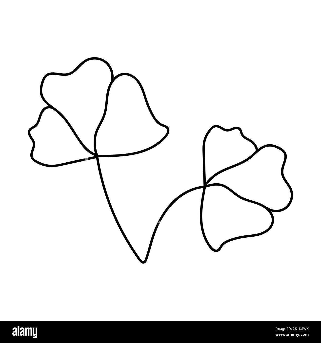 Illustration einer Blume, Silhouette eines Zweiges mit Blumen und Blättern. Vektorgrafik. Blumendruck Stock Vektor