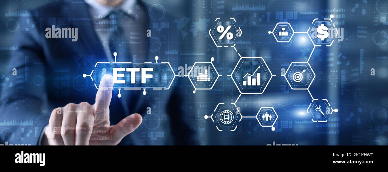 Exchange Traded Fund. Anlegerkonzept. ETF. Aktienindex-Fonds Stockfoto