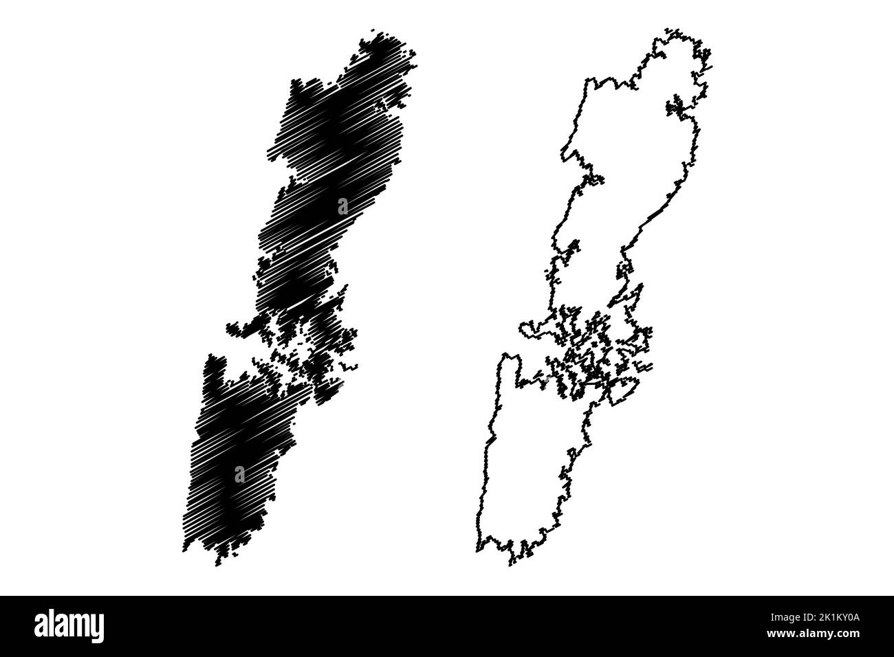 Tsushima Insel (Japan, Ostasien, japanischer Archipel) Karte Vektorgrafik, Skizze Tsushima Karte Stock Vektor