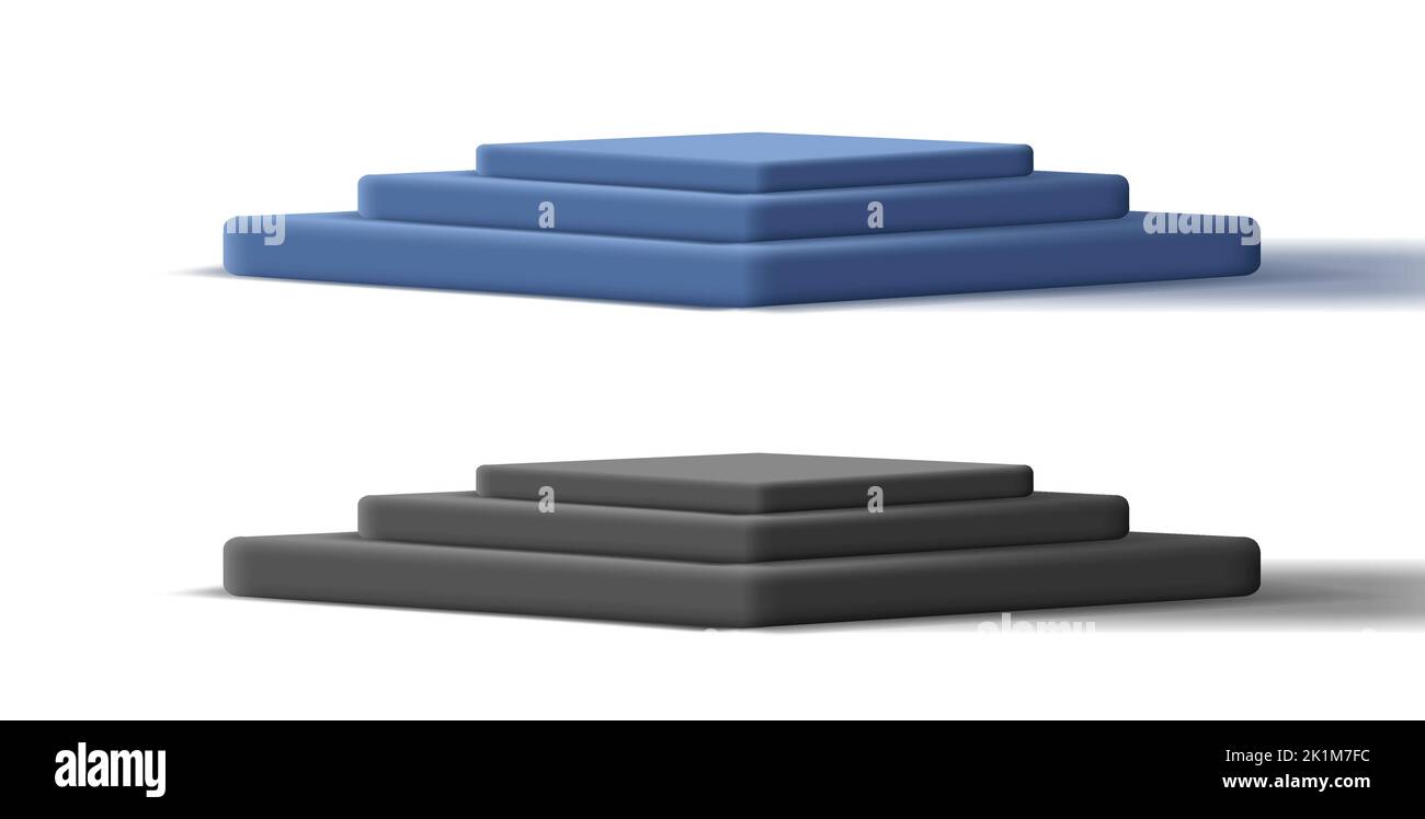 Quadratisches Podium mit drei Stufen 3D isolierte Illustration Stock Vektor