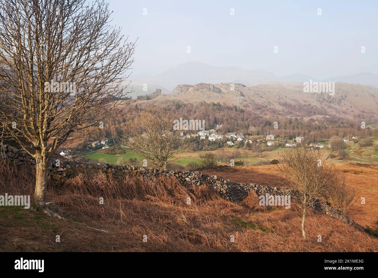 Eskdale Green in Eskdale, von den Hängen des Muncaster fiel, Cumbria, UK Stockfoto