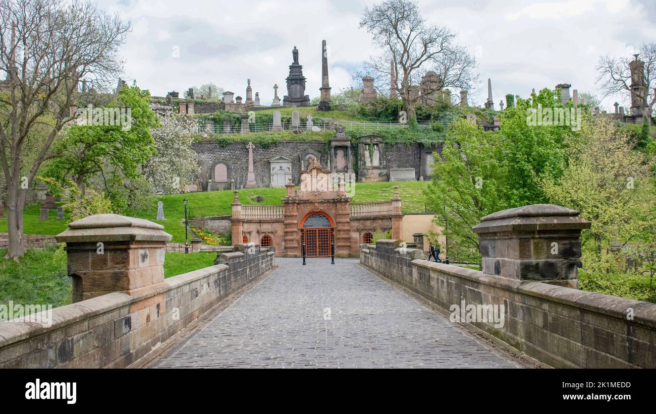 Glasgow Necropolis - die „Seufzerbrücke“ Stockfoto