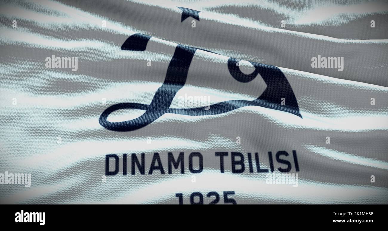 Barcelona, Spanien - 17. September 2022: Dinamo Tbilisi FC Fußballverein, Fußballmannschaftslogo. 3D Illustration, illustrative Editorial. Stockfoto