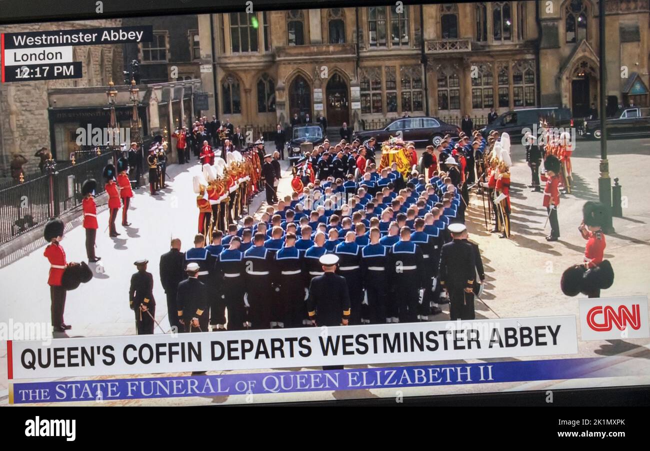 Die CNN News-Website am Ende der Beerdigung von Königin Elizabeth II. In London am 19.. September 2022. Stockfoto