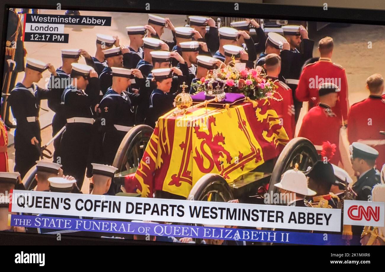 Die CNN News-Website am Ende der Beerdigung von Königin Elizabeth II. In London am 19.. September 2022. Stockfoto
