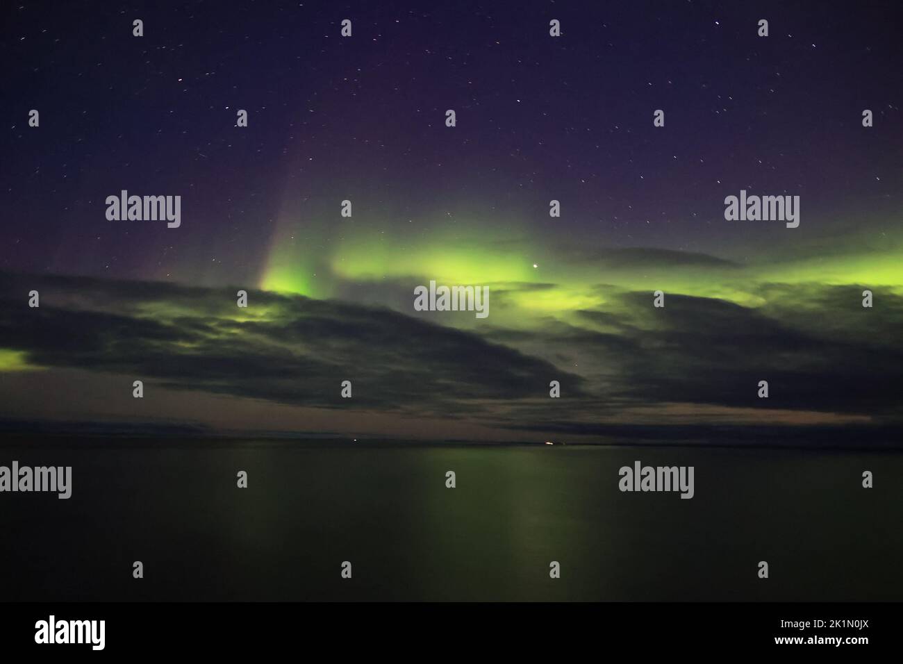 Aurora Borealis oder Nordlichter an der Westküste Grönlands, Dänemark Stockfoto