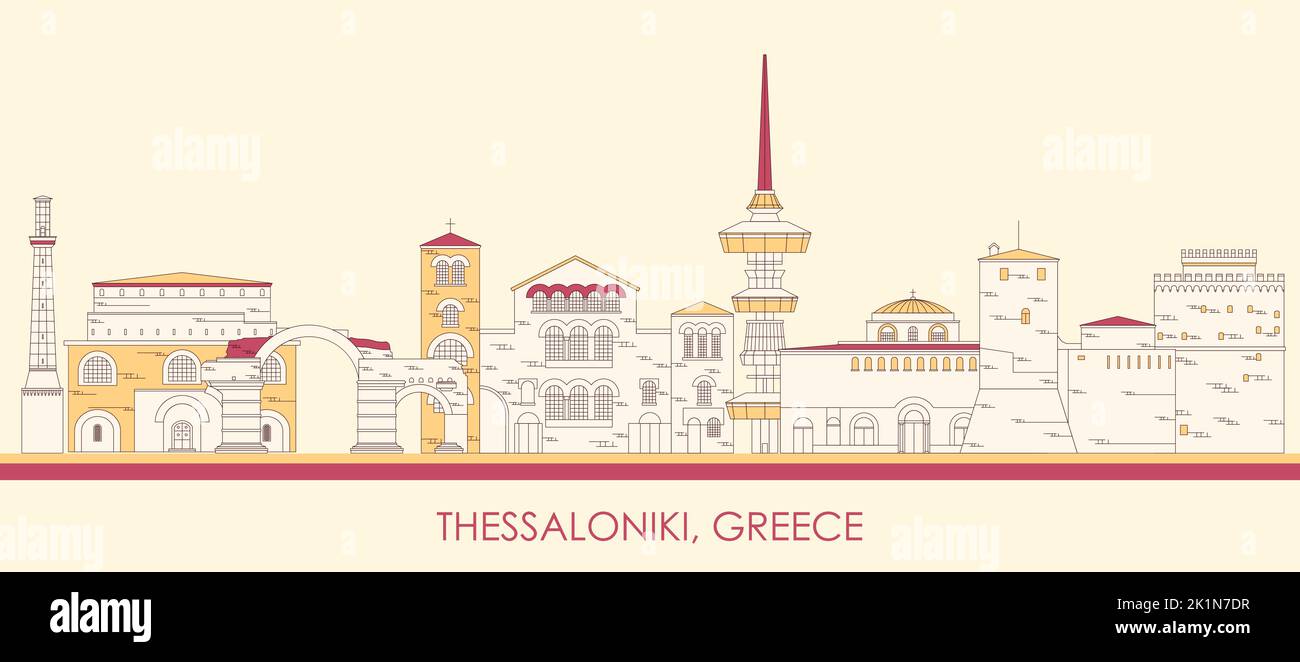 Cartoon Skyline Panorama der Stadt Thessaloniki, Griechenland - Vektor-Illustration Stock Vektor