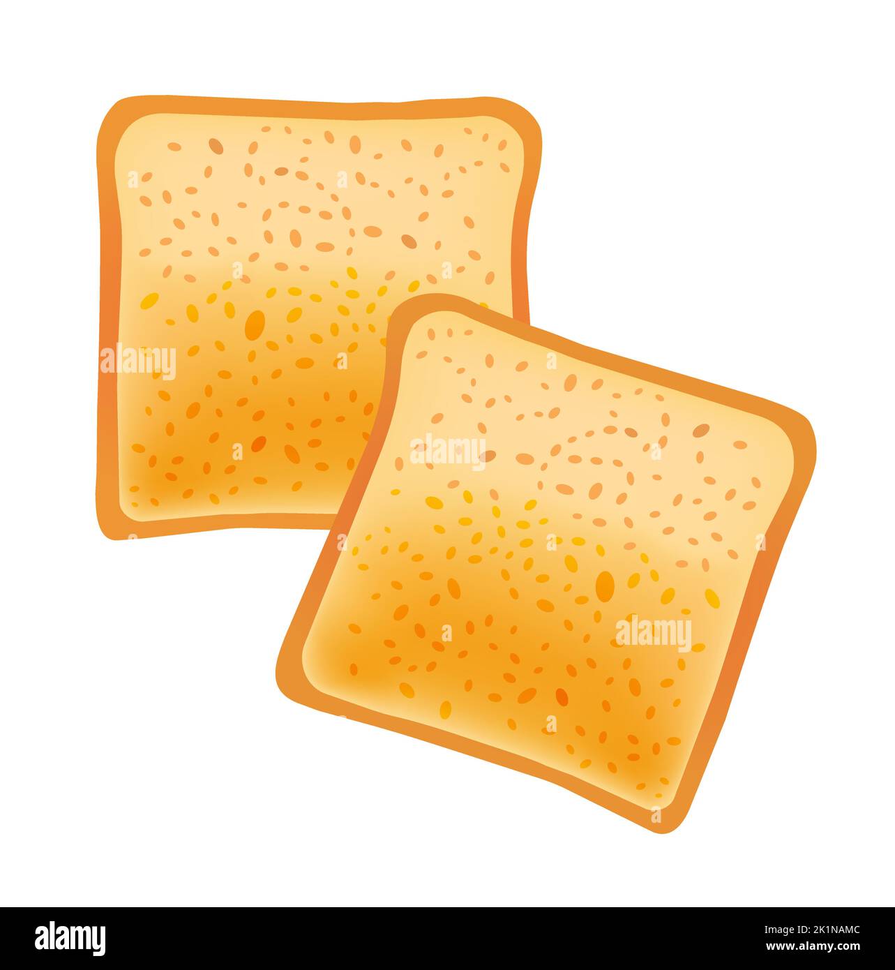 Brot Toast Scheiben Vektor Illustration Lebensmittel Frühstück Isoliert Hintergrund Stock Vektor