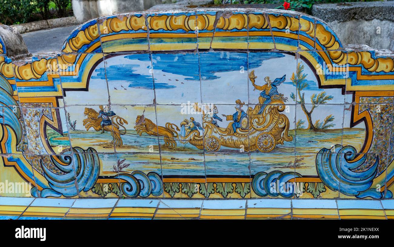 Dekoriert Maiolica in St. Chiara Kirche, in Neapel Stockfoto