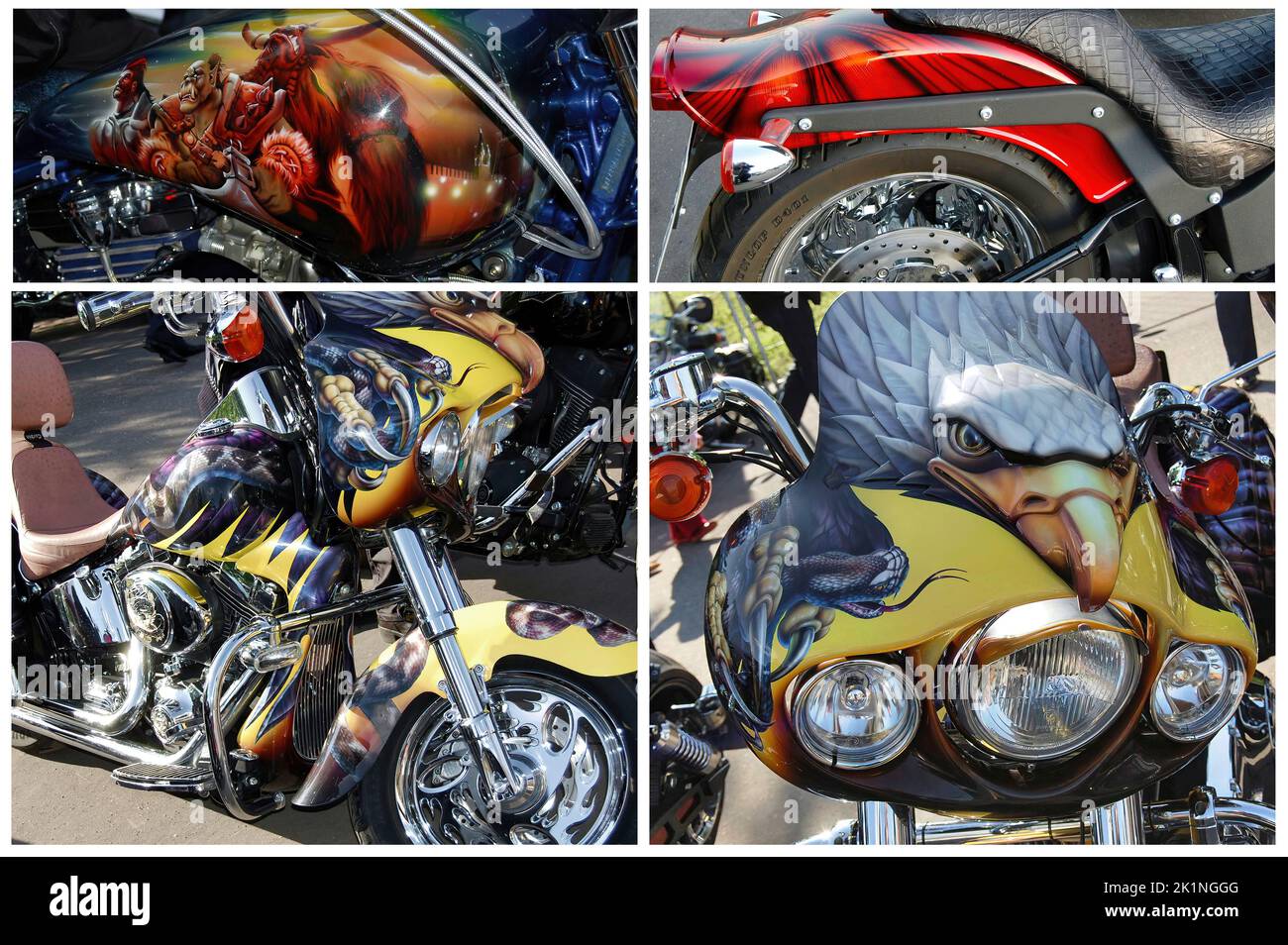 Details von einigen schönen Custom Harley-Davidson Motorrädern (2) Stockfoto