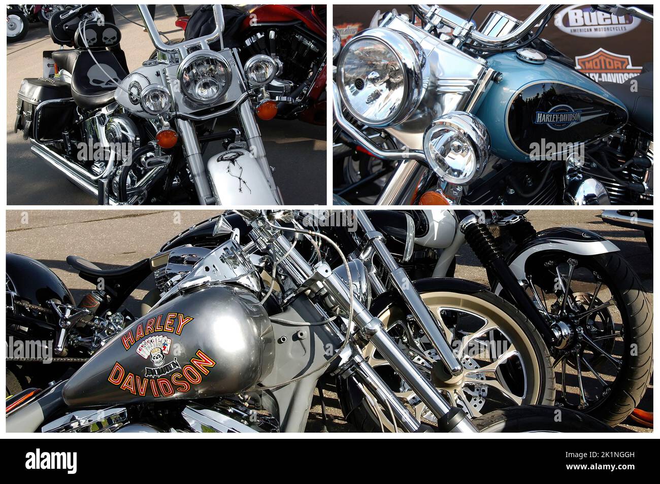 Details von einigen schönen Custom Harley-Davidson Motorrädern (2) Stockfoto