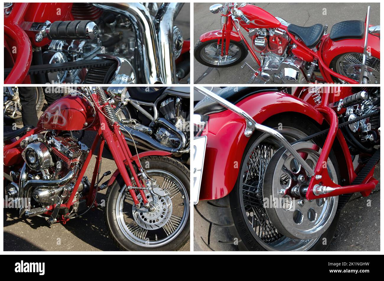 Ausstellung schöner Custom Harley-Davidson Motorräder Stockfoto
