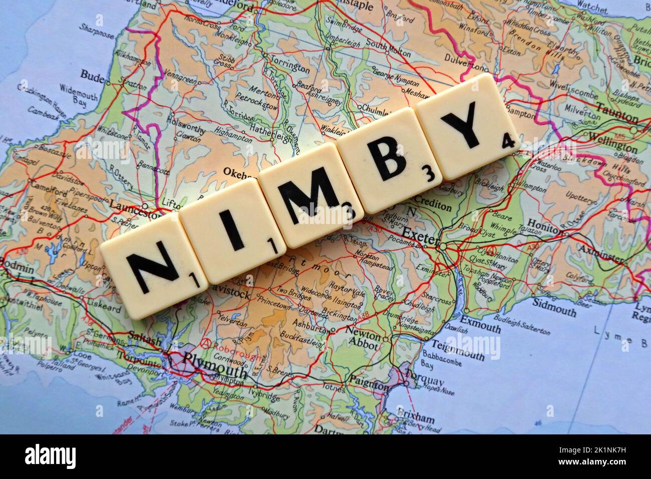 South West England NIMBY - nicht in meinem Hinterhof, wie BANANE - bauen absolut nichts in der Nähe von irgendetwas Stockfoto