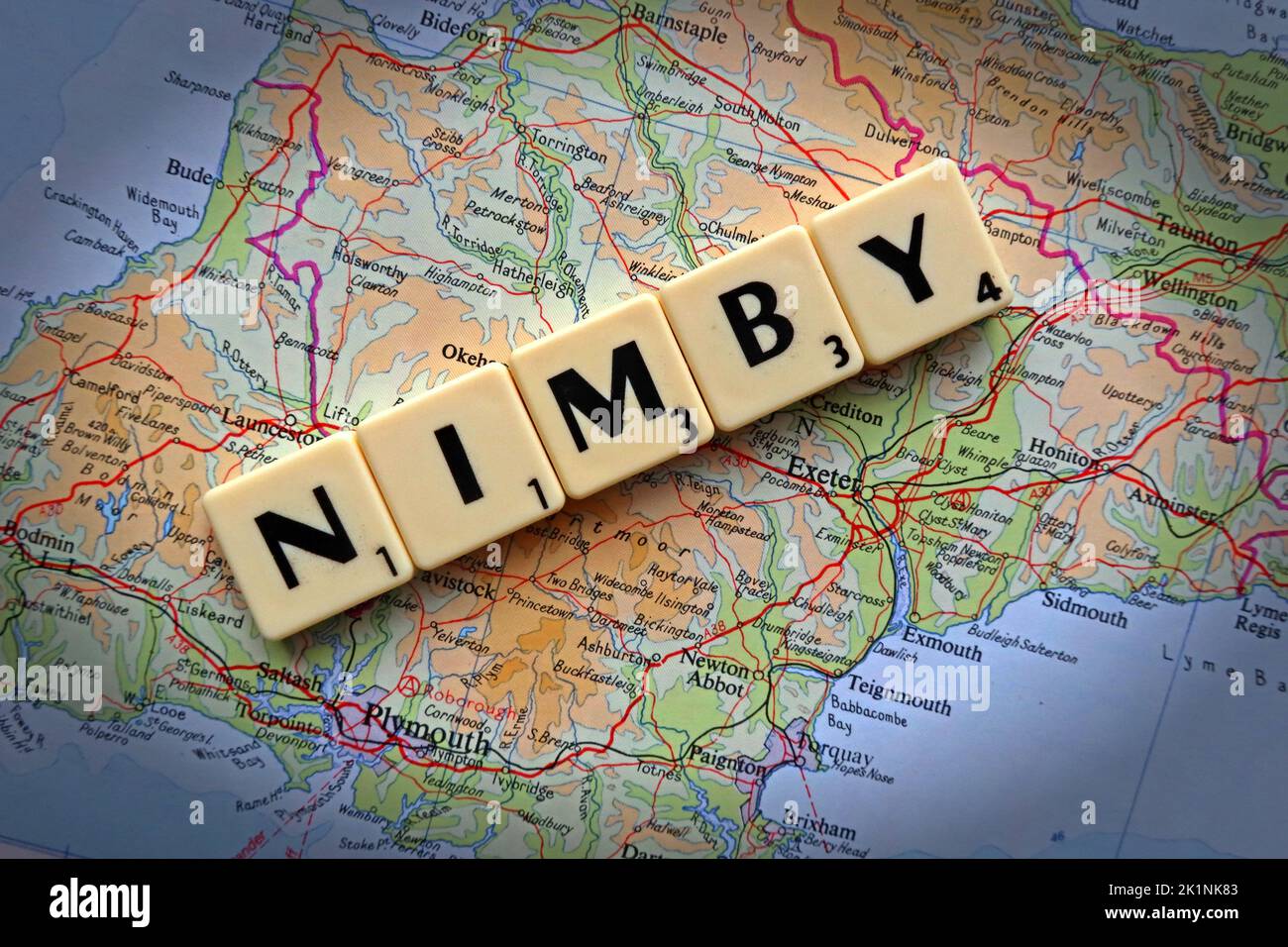 South West England NIMBY - nicht in meinem Hinterhof, wie BANANE - bauen absolut nichts in der Nähe von irgendetwas Stockfoto