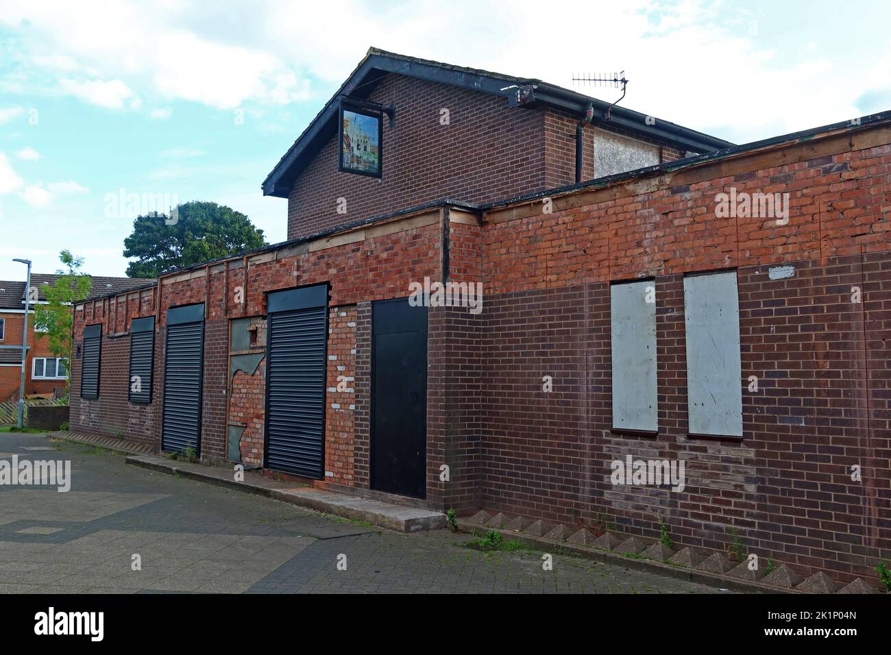The Melandra Castle Pub, jetzt geschlossen und vertont, Winster Mews, Gamesley, Glossop, Derbyshire, SK13 Stockfoto