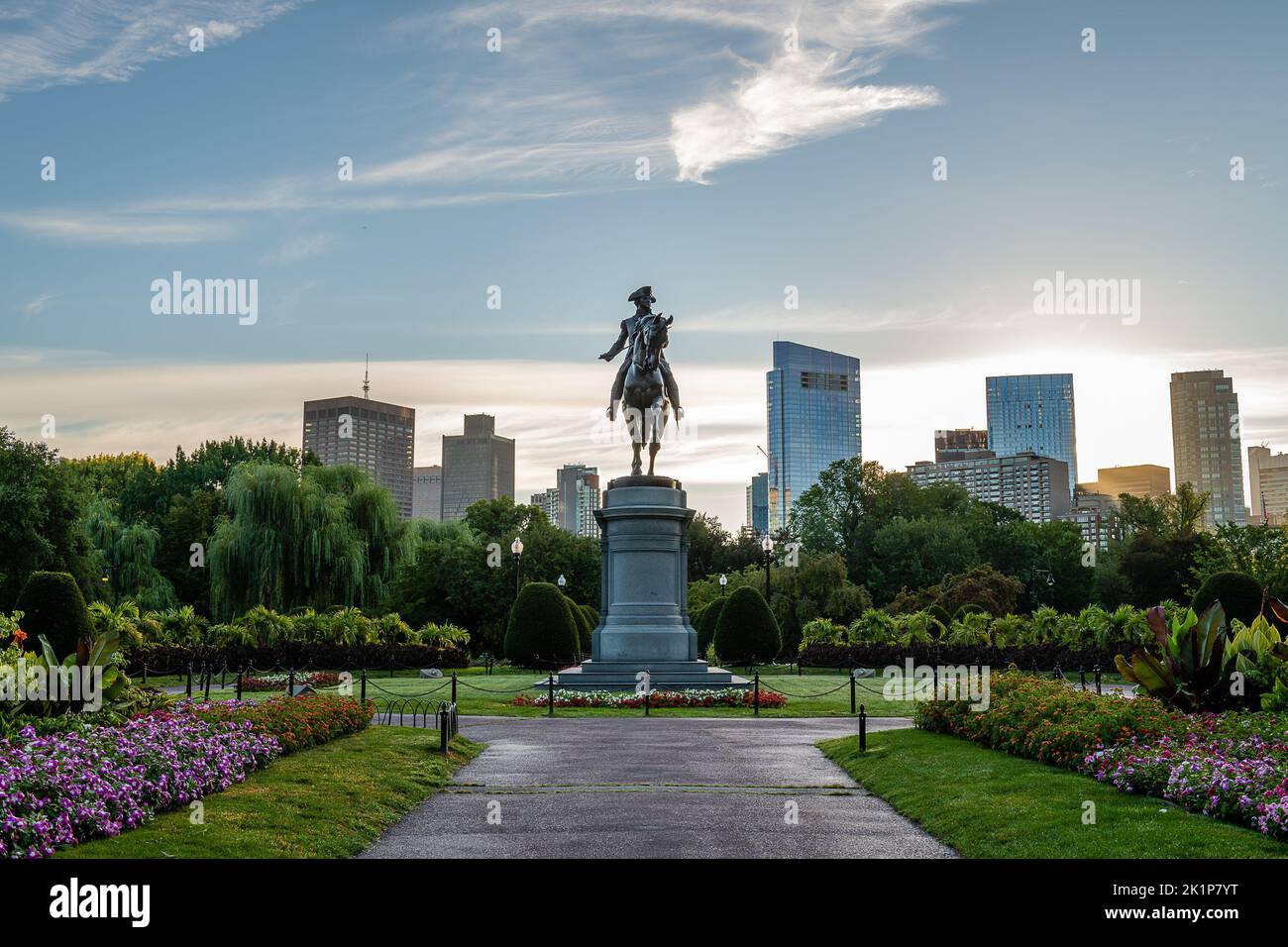 Boston Common bei Sonnenaufgang Stockfoto