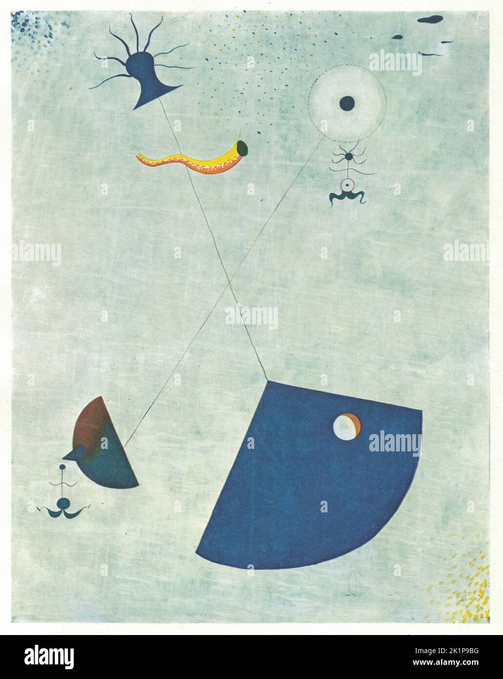 Maternité (Mutterschaft), 1924, Öl auf Leinwand. Gemälde von Joan Miró. Joan Miró (20. April 1893 – 25. Dezember 1983) war ein spanischer Maler, Bildhauer und Keramiker, der in Barcelona geboren wurde. 1975 wurde in seiner Heimatstadt Barcelona ein Museum eingerichtet, das seinem Werk gewidmet ist, das Fundació Joan Miró, und 1981 wurde in seiner Adoptivstadt Palma ein weiteres, das Fundació Pilar i Joan Miró, gegründet. Sein Werk, das internationale Anerkennung erlangte, wurde als Surrealismus interpretiert, aber mit einem persönlichen Stil, der manchmal auch in Fauvismus und Expressionismus eintaucht. Er war für sein Interesse an dem Unbewussten bemerkenswert Stockfoto