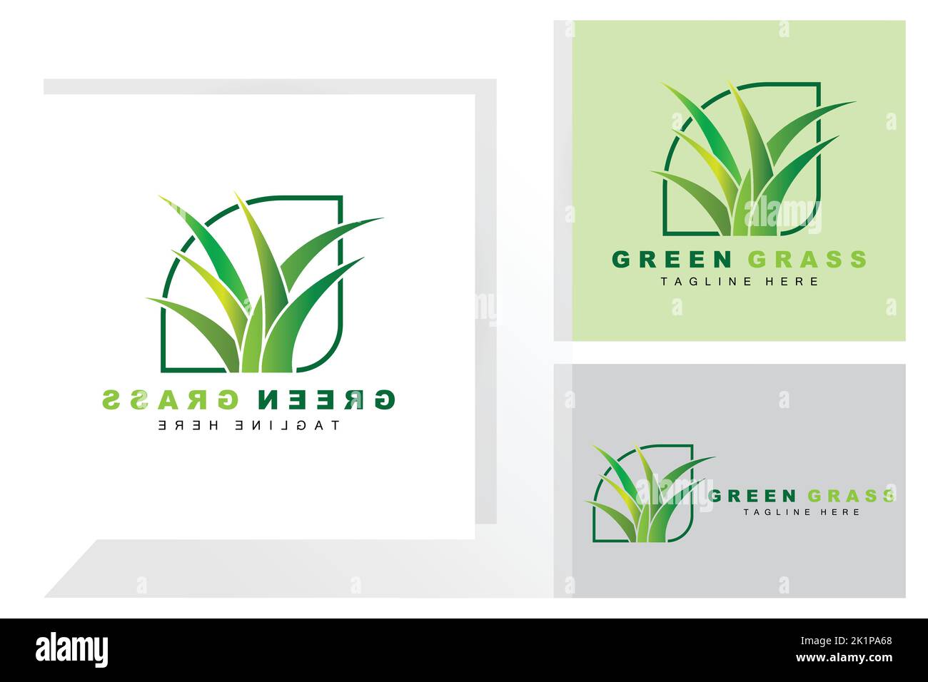 Green Grass Logo Design, Farm Landscape Illustration, Natural Scenery Vector Stock Vektor