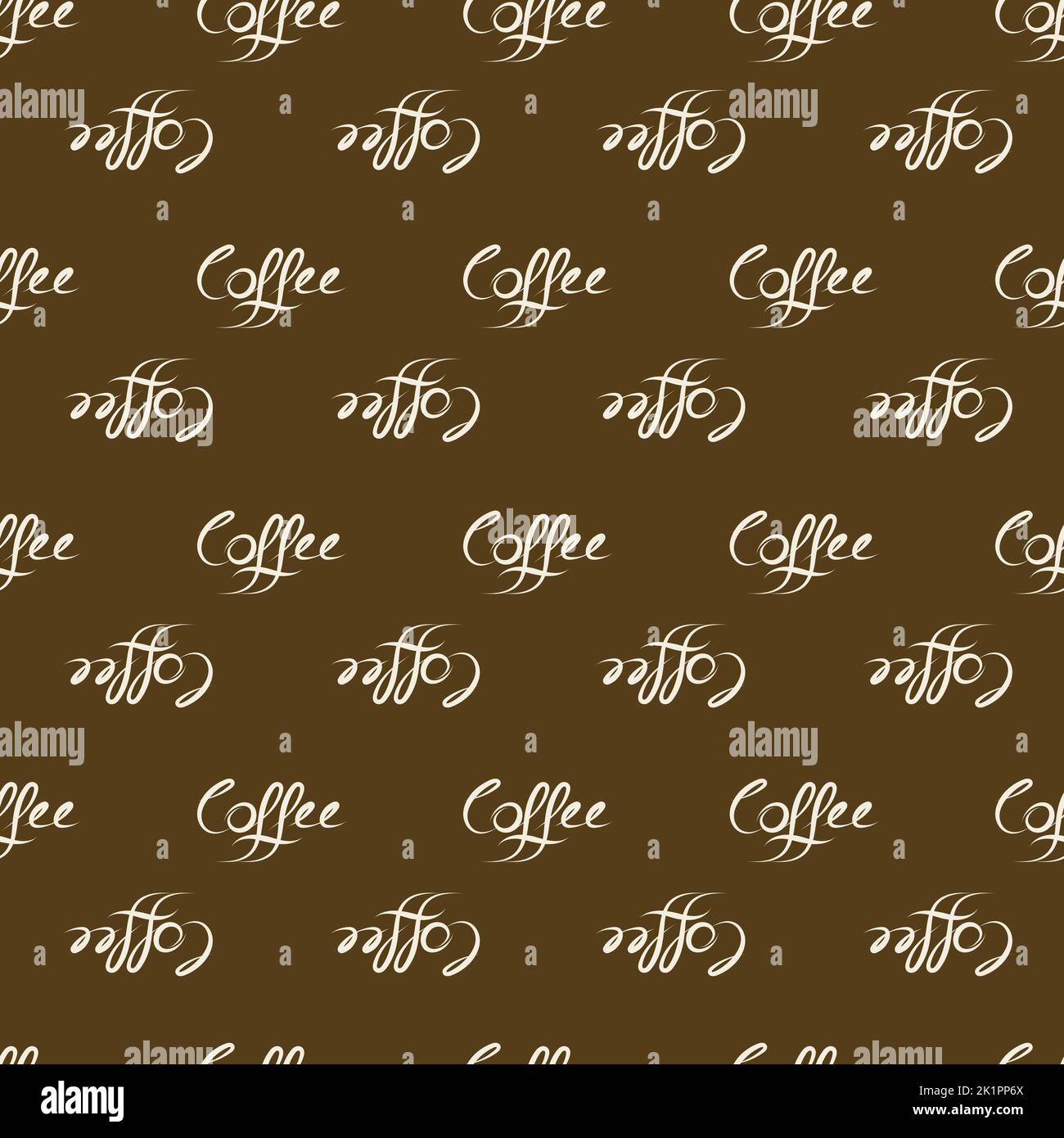 Handgezeichnete Vektor-Kalligraphie und einzigartige Pinsel Stift Schriftzug Wort Kaffee. Nahtloser Hintergrund mit Skript Text geometrischen Design. Wiederholen Sie den Hintergrund für Stock Vektor