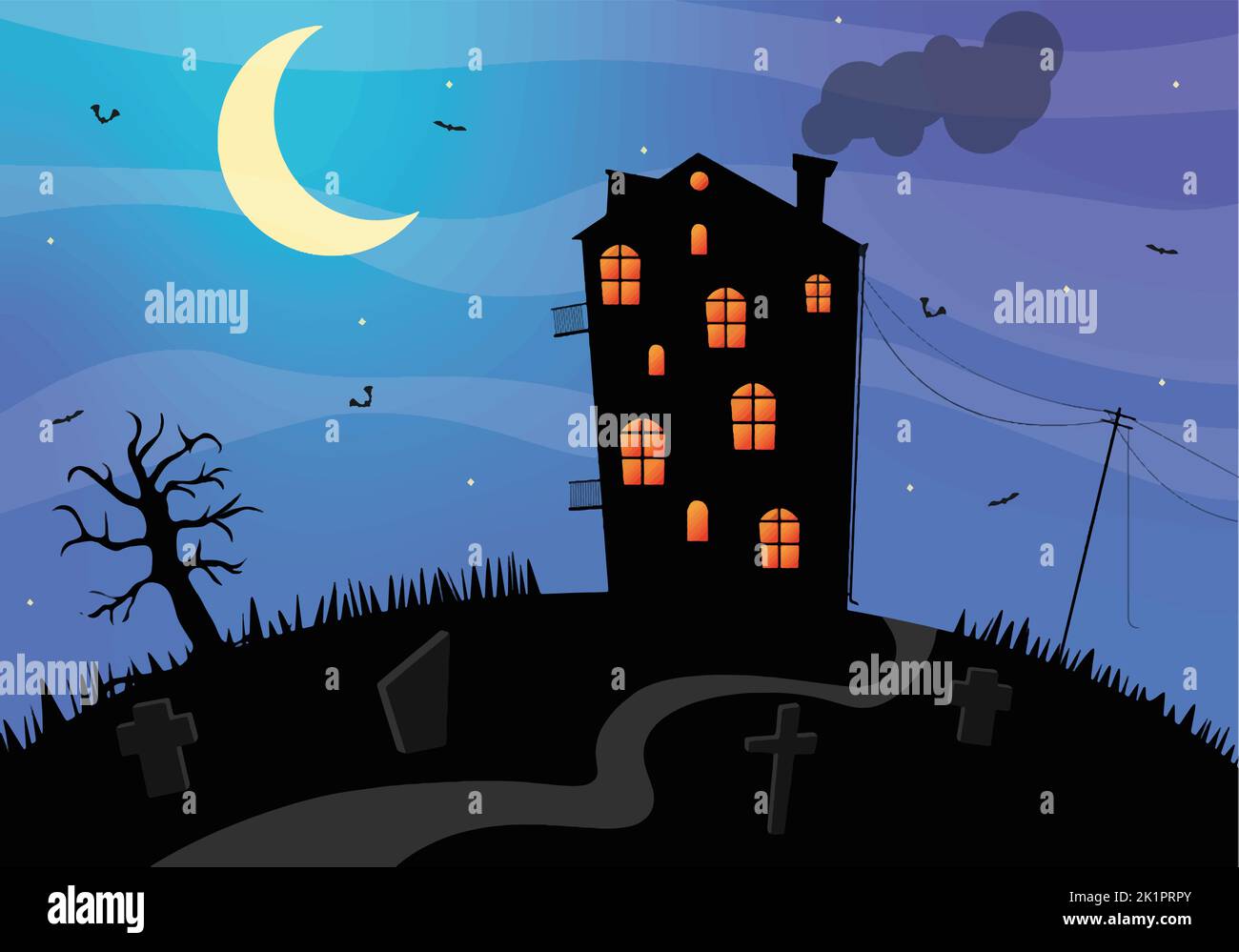 Dunkle halloween allein Haus in vectror Illustration Stock Vektor