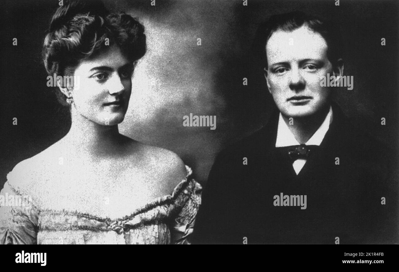 Winston Churchill heiratete neu mit Clementine Hozier. 1908 Stockfoto