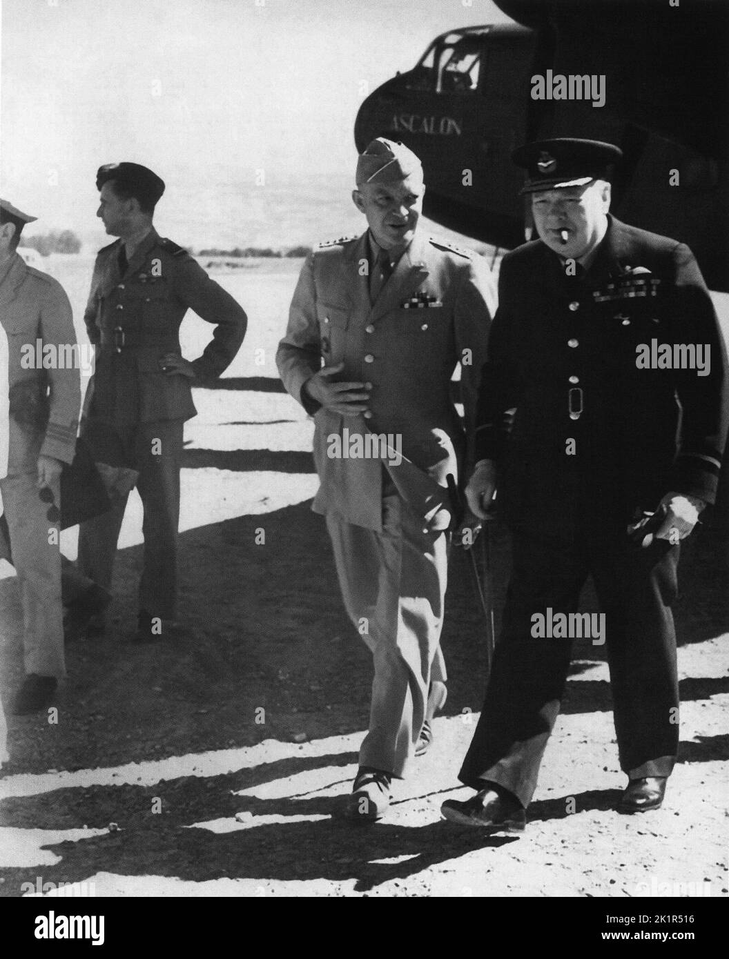 Winston Churchill mit US-General Eisenhower, Nordafrika 1943 Stockfoto