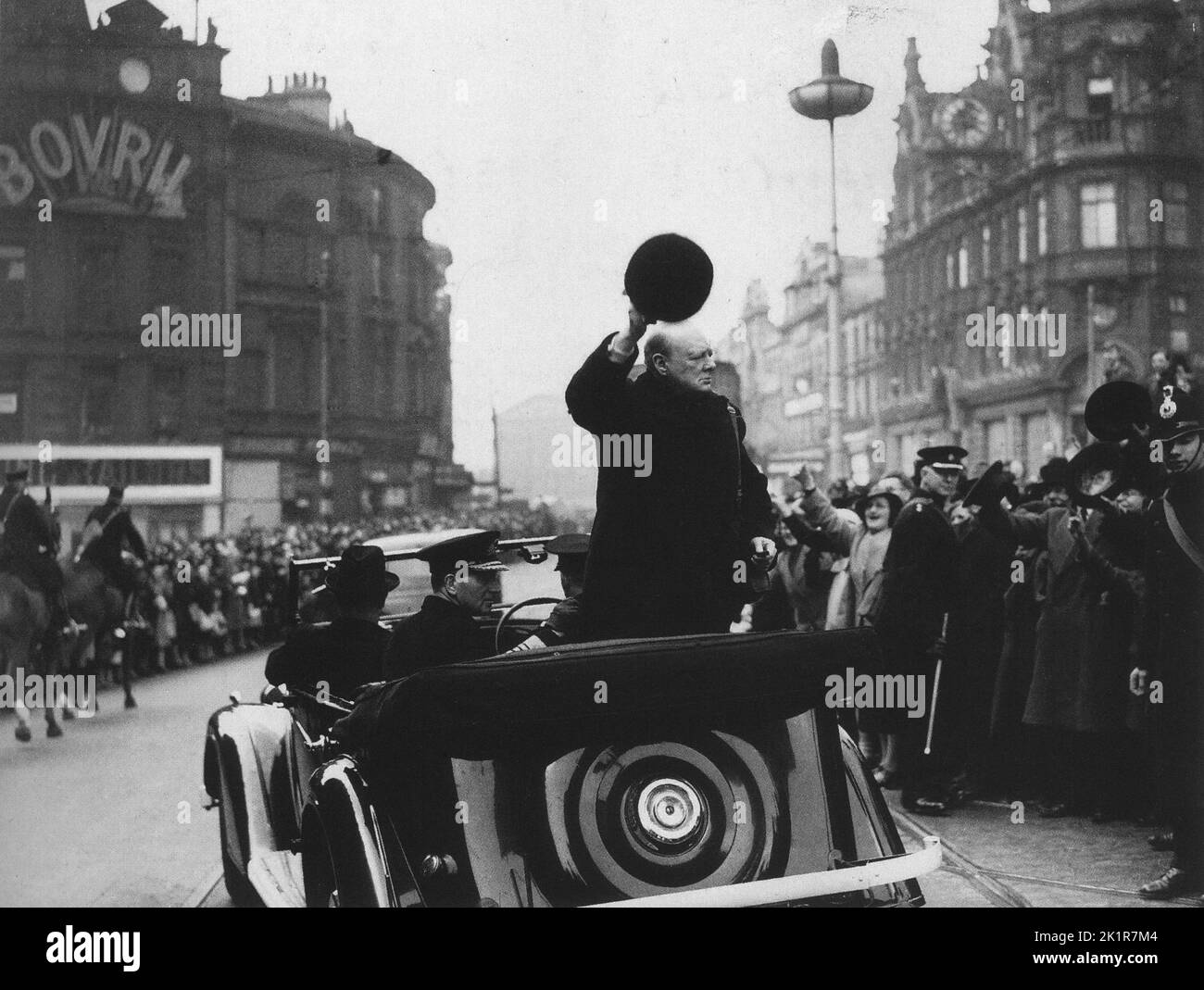 Winston Churchill hat für die Parlamentswahlen 1945 gecovasing. Stockfoto