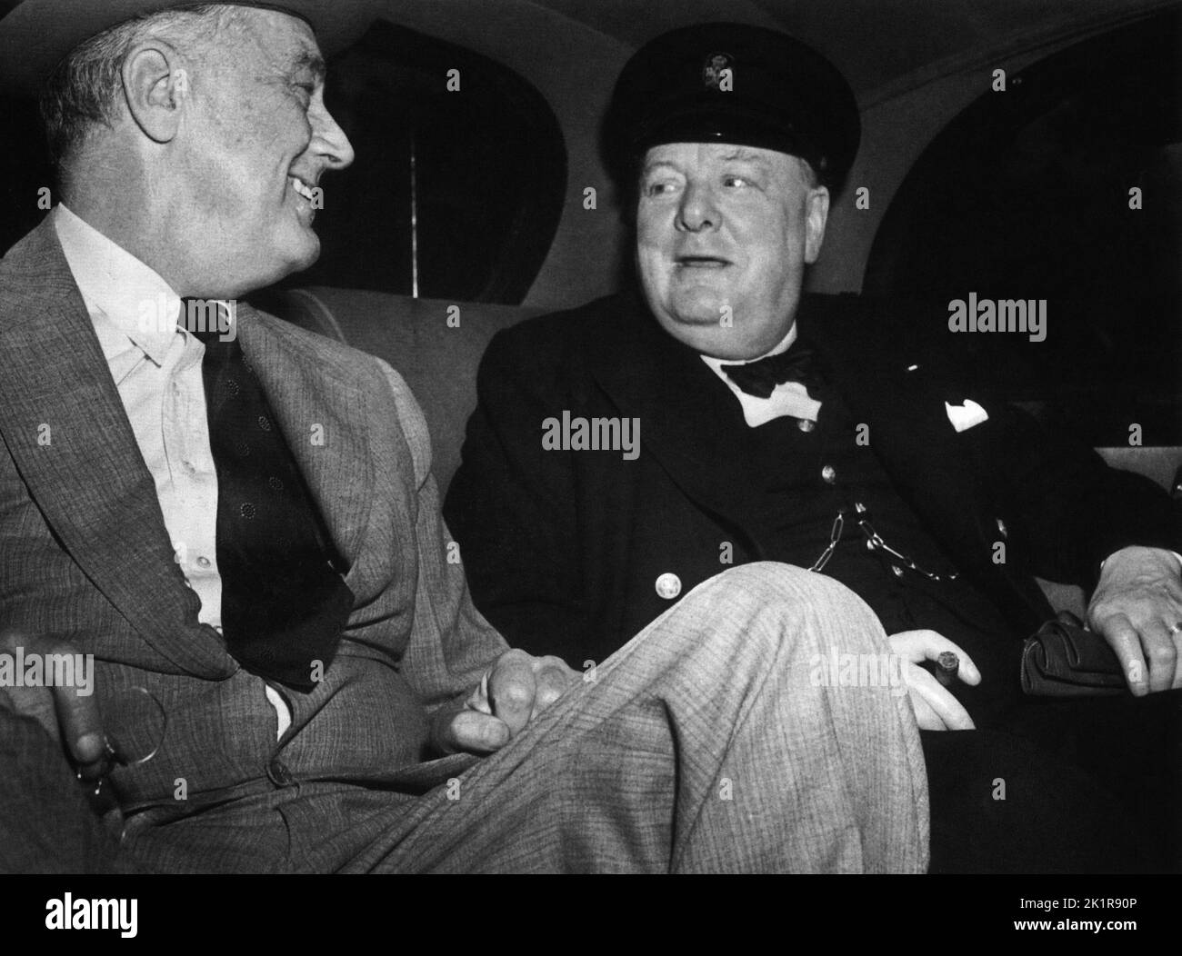 Winston Churchill mit Präsident Roosevelt in Washington. Juni 1943. Stockfoto