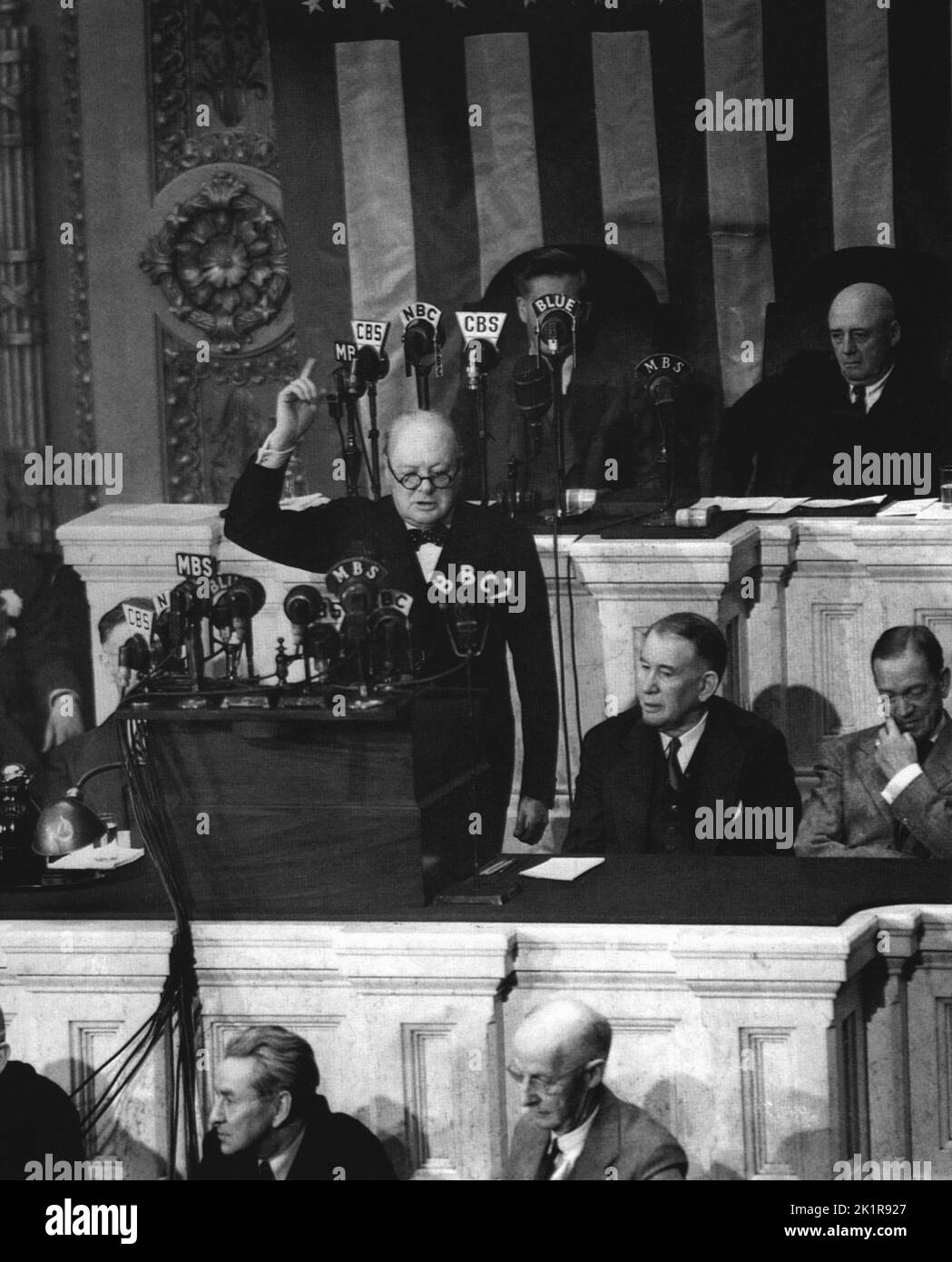 Winston Churchill spricht vor dem Kongress in Washington. Mai 19. 1943. Stockfoto