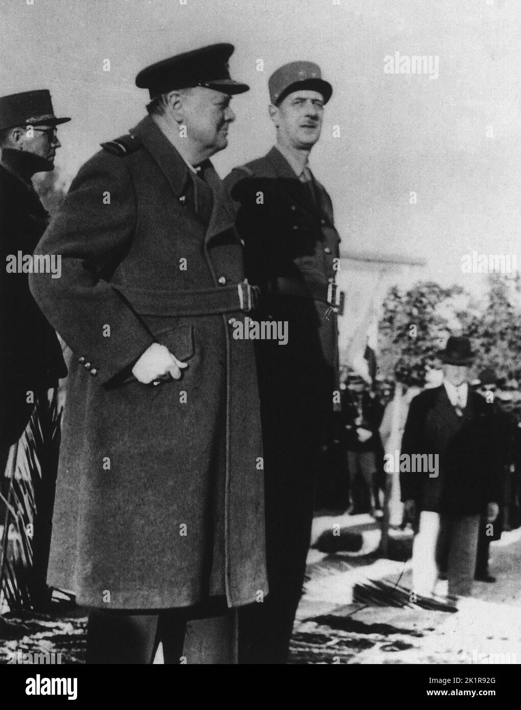 Winston Churchill mit General De Gaulle in Marrakesch. Januar 1944 Stockfoto