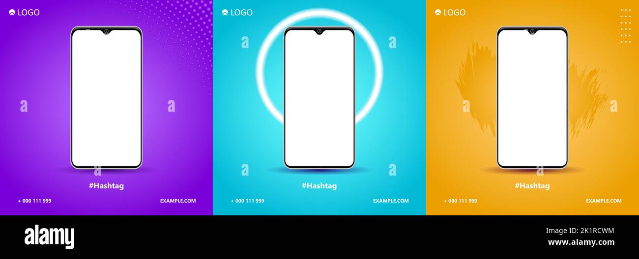 Smartphone Digital Social Media Mockup Set Product Marketing Campaign Template Stock Vektor