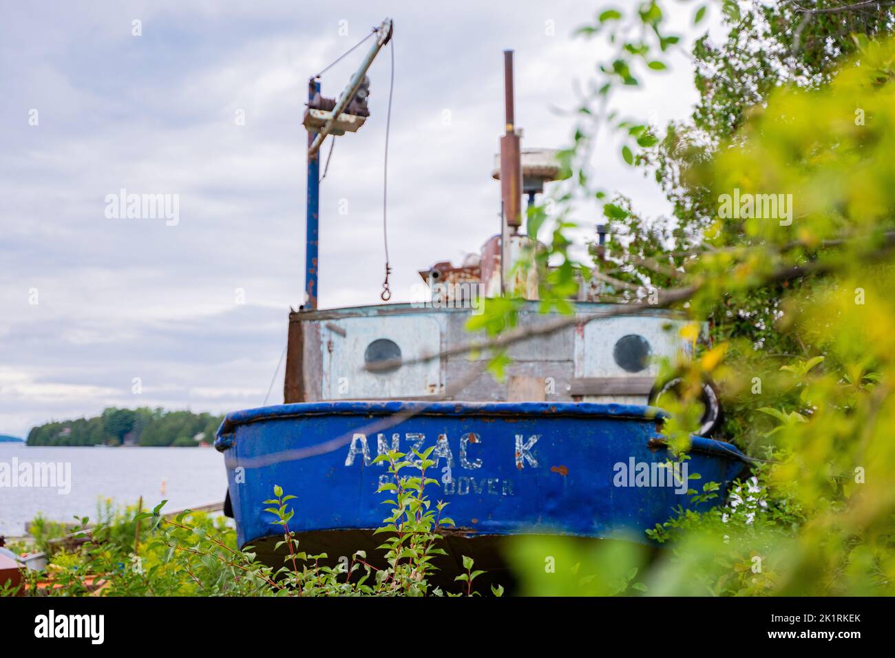 Eine schöne Aussicht auf ein altes Fischerboot in Tobermory, Ontario, Kanada Stockfoto Eine schöne Aussicht auf ein altes Fischerboot in Tobermory, Ontario, Kanada Stockfoto