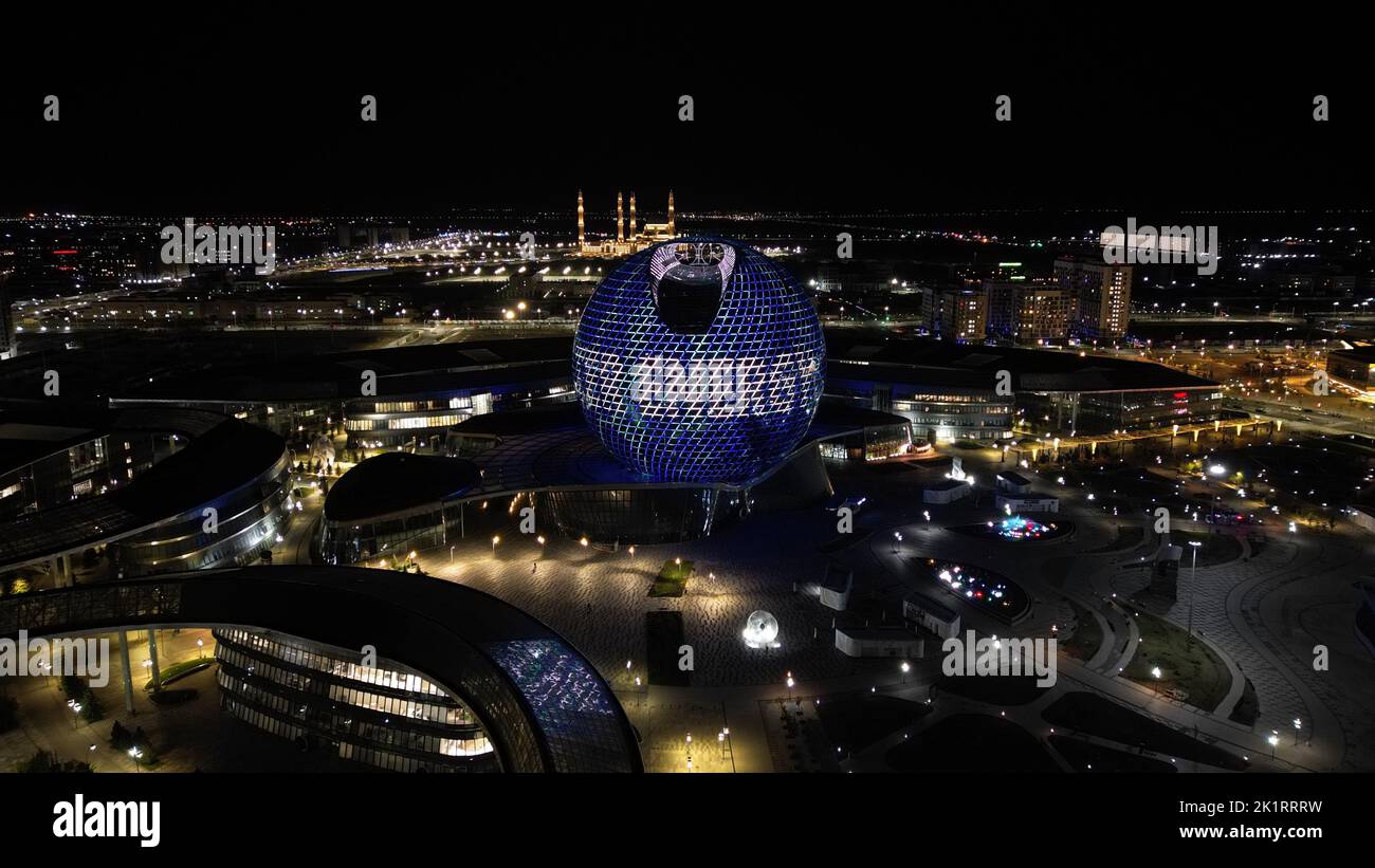 Eine Luftaufnahme zum Kasachstan Astana expo Center Stockfoto