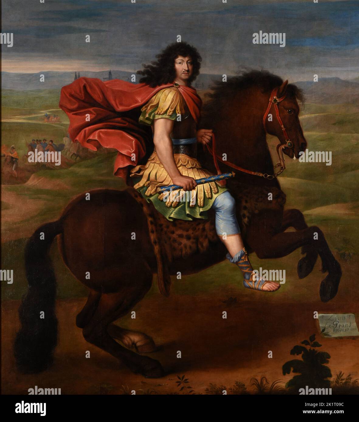 Ludwig XIV., König von Frankreich (1638-1715) zu Pferd. Museum: Musée des Beaux-Arts, Reims. Autor: Pierre Mignard. Stockfoto