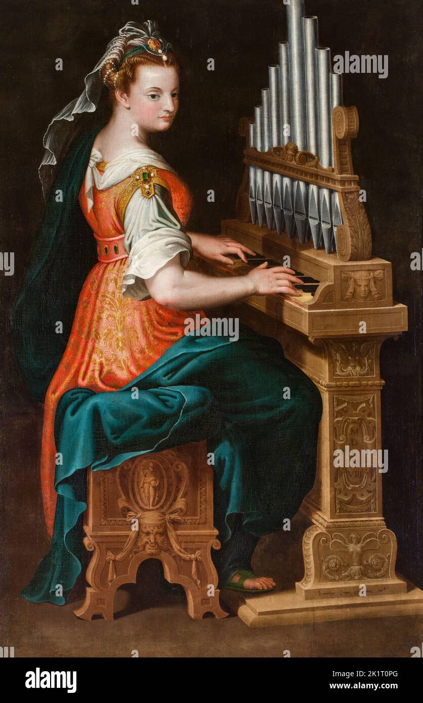 Saint Cecilia. Museum: Complesso Museale dell'Augustissima Arciconfraternia dei Pellegrini. Autor: BERNARDINO CAMPI. Stockfoto