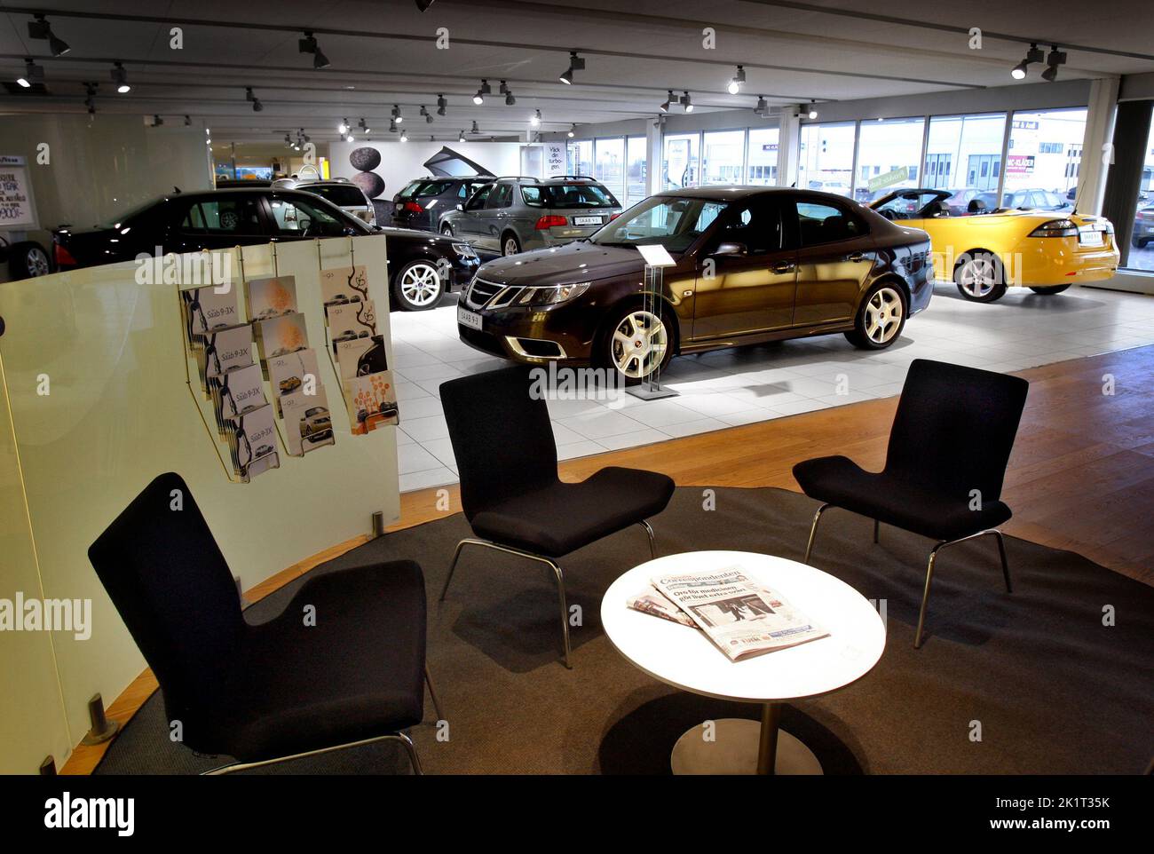 Autogeschäft Saab Biva, Linköping, Schweden. Stockfoto