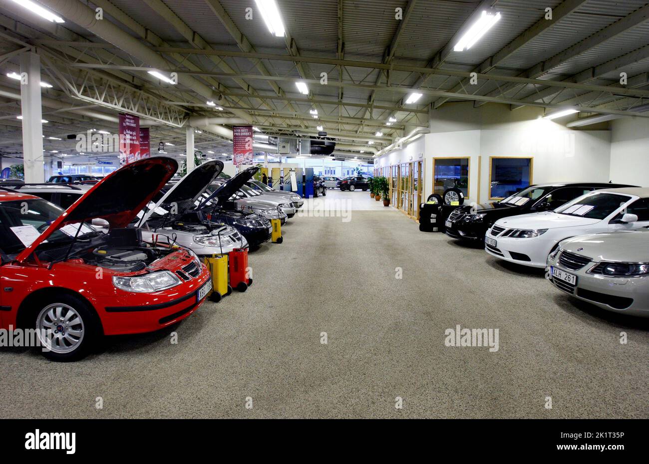 Autogeschäft Saab, Linköping, Schweden. Stockfoto