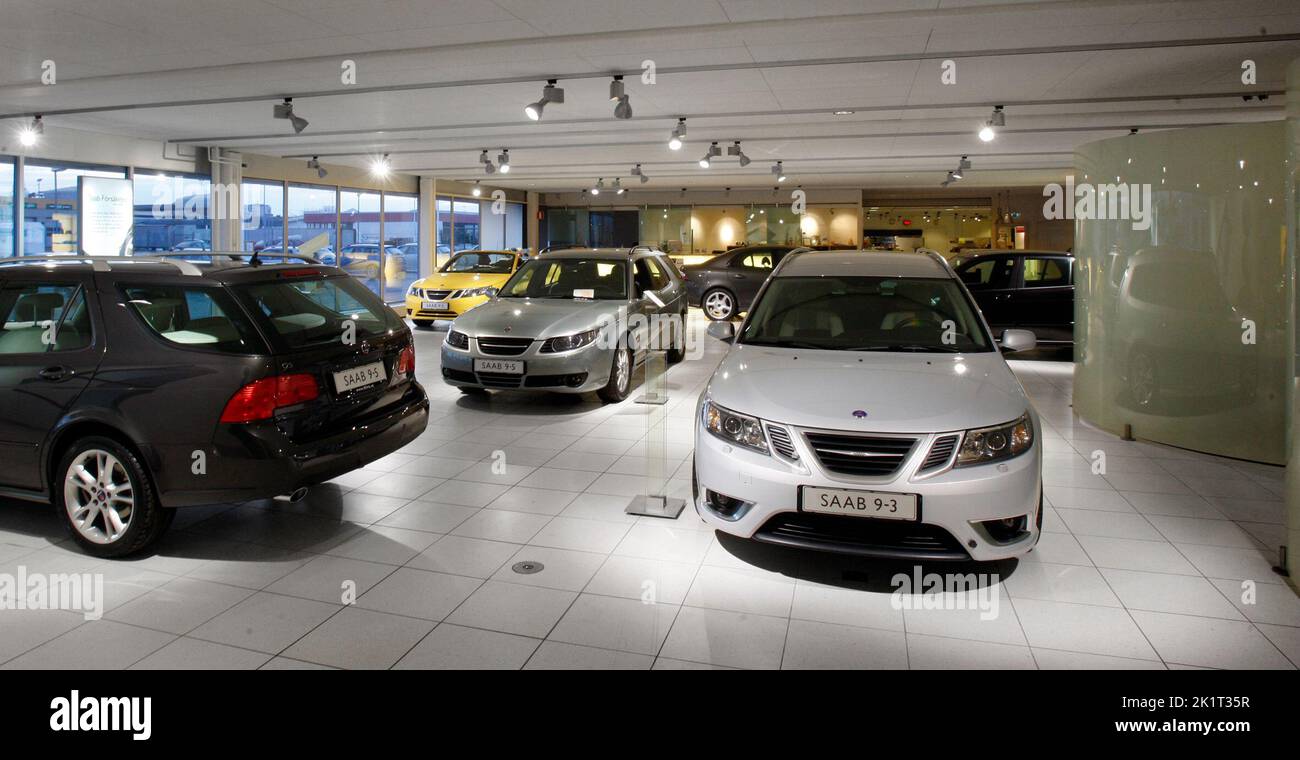 Autogeschäft Saab Biva, Linköping, Schweden. Stockfoto