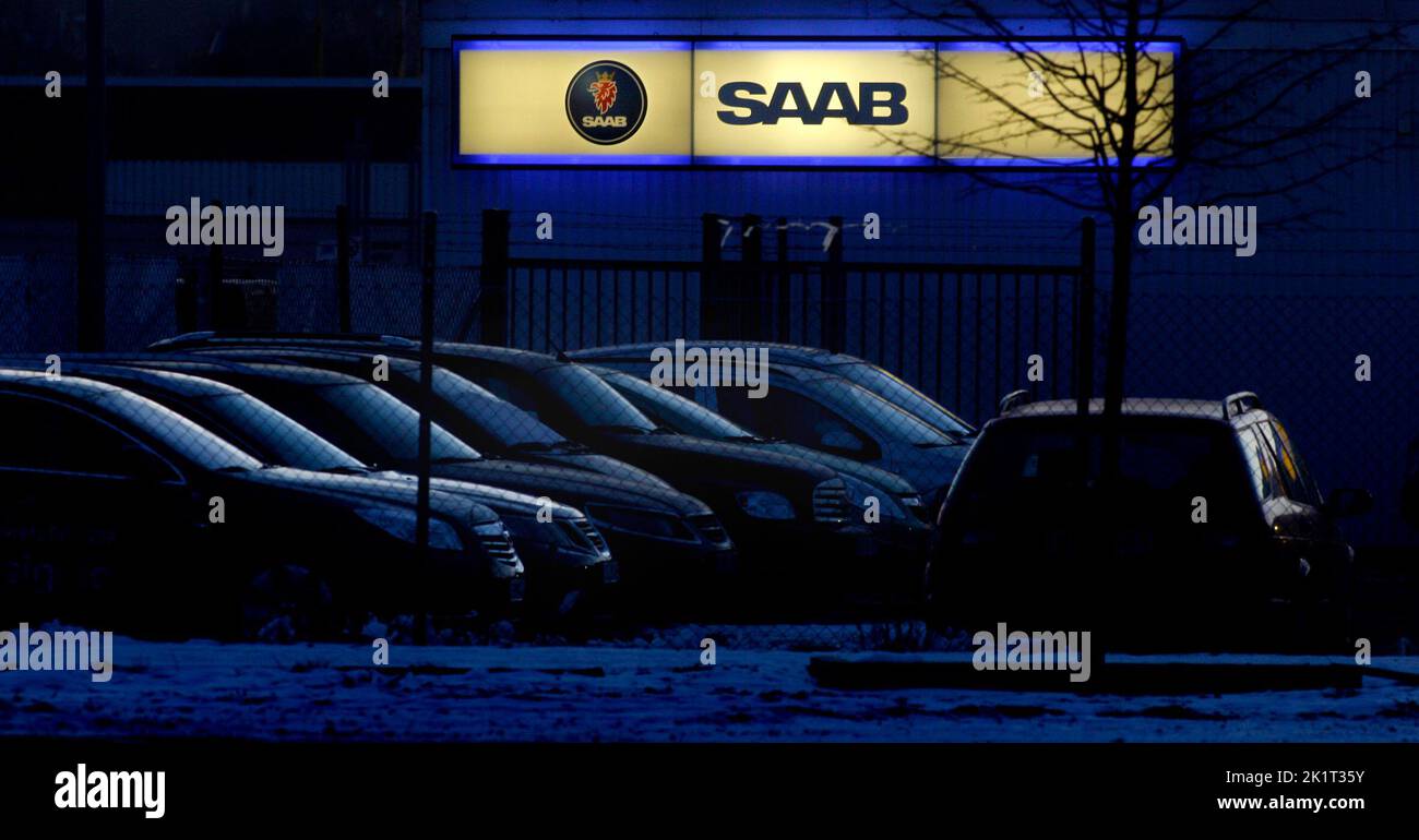 Autogeschäft Saab Biva, Linköping, Schweden. Stockfoto