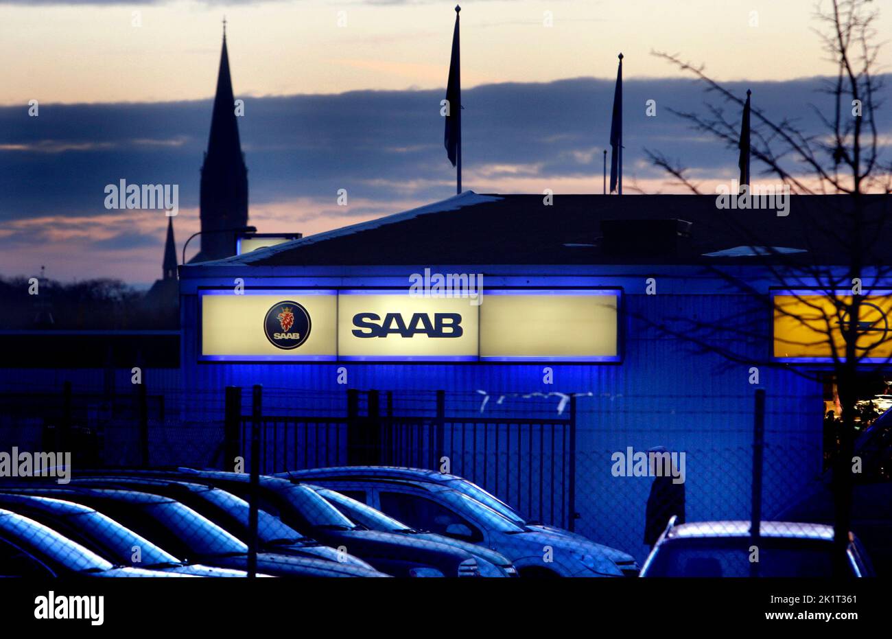 Autogeschäft Saab Biva, Linköping, Schweden. Stockfoto