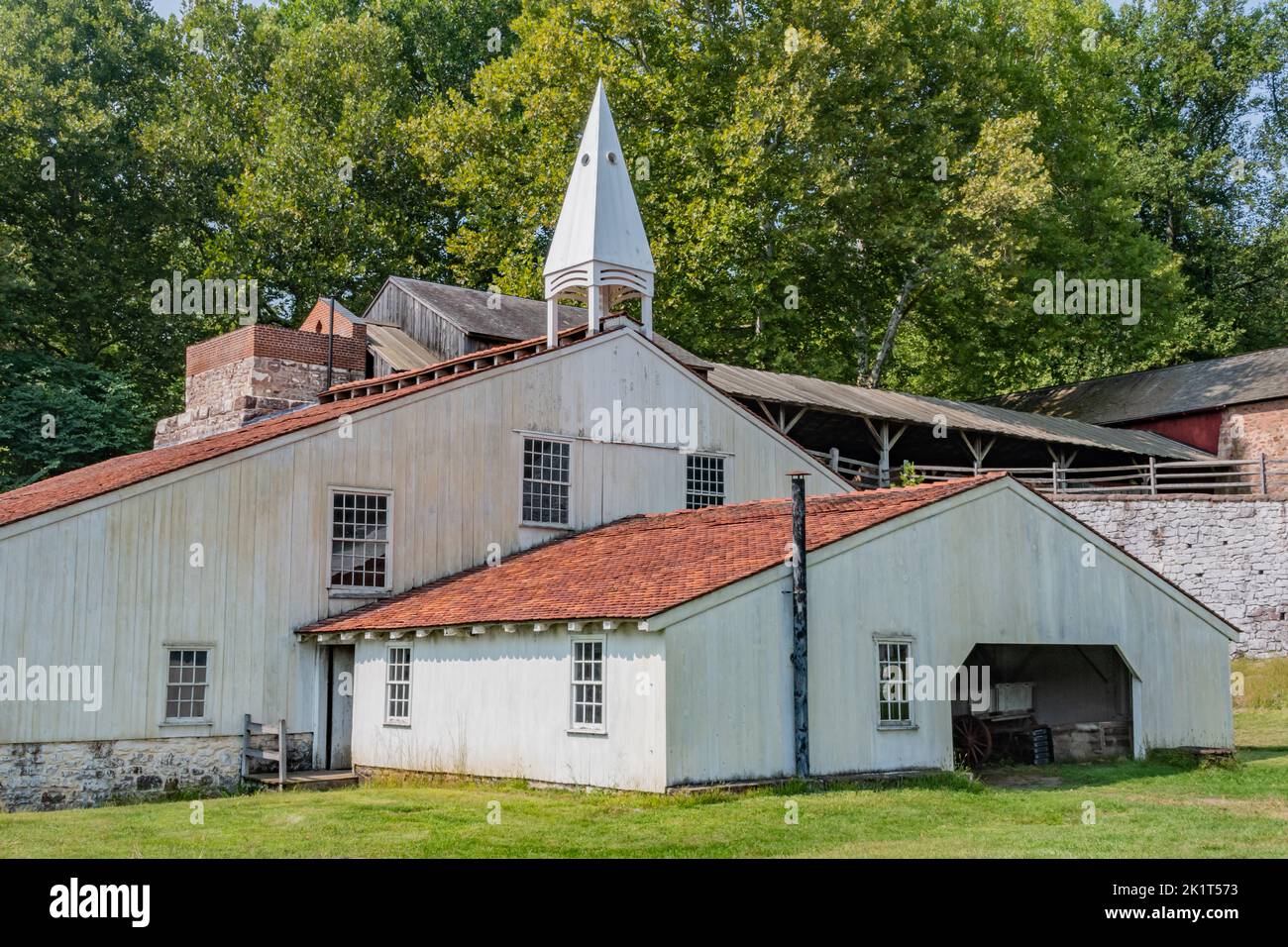 The Historic Cast House, Hopewell Furnace National Historic Park, Pennsylvania USA, Elverson, Pennsylvania Stockfoto