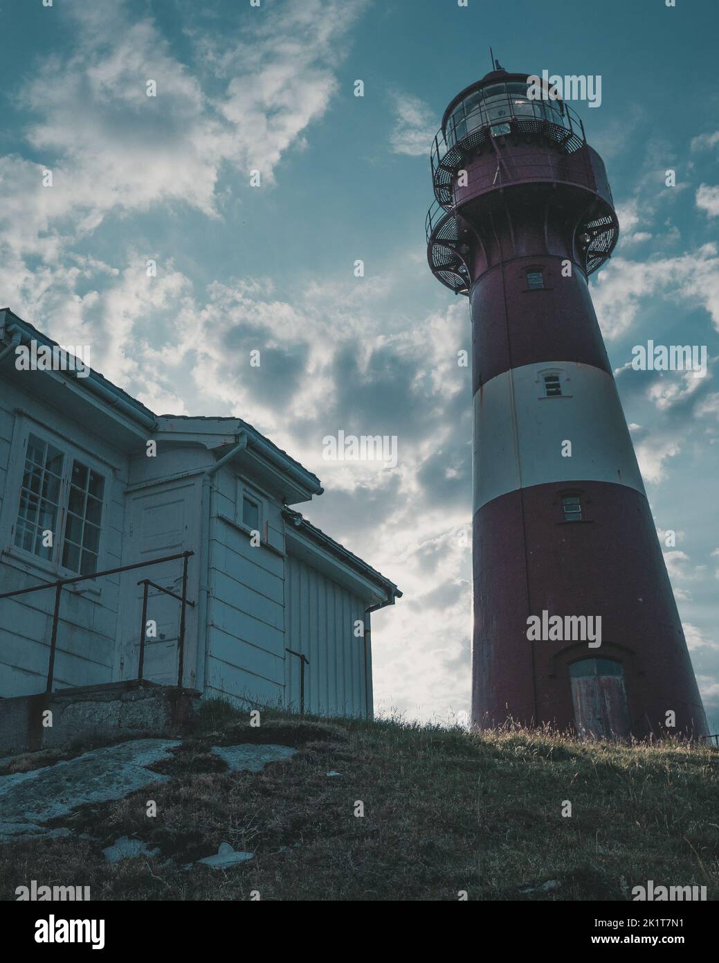 Leuchtturm Slåtterøy (Slåtterøy Fyr) in Bømlo, Norwegen Stockfoto