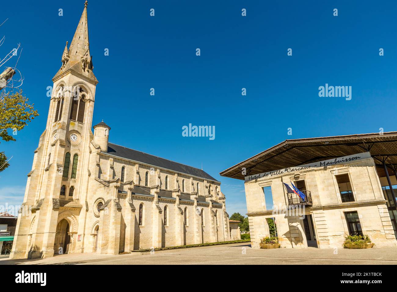 Die Kirche von Saint-Martin in Carcans, Lesparre-Médoc, Frankreich Stockfoto