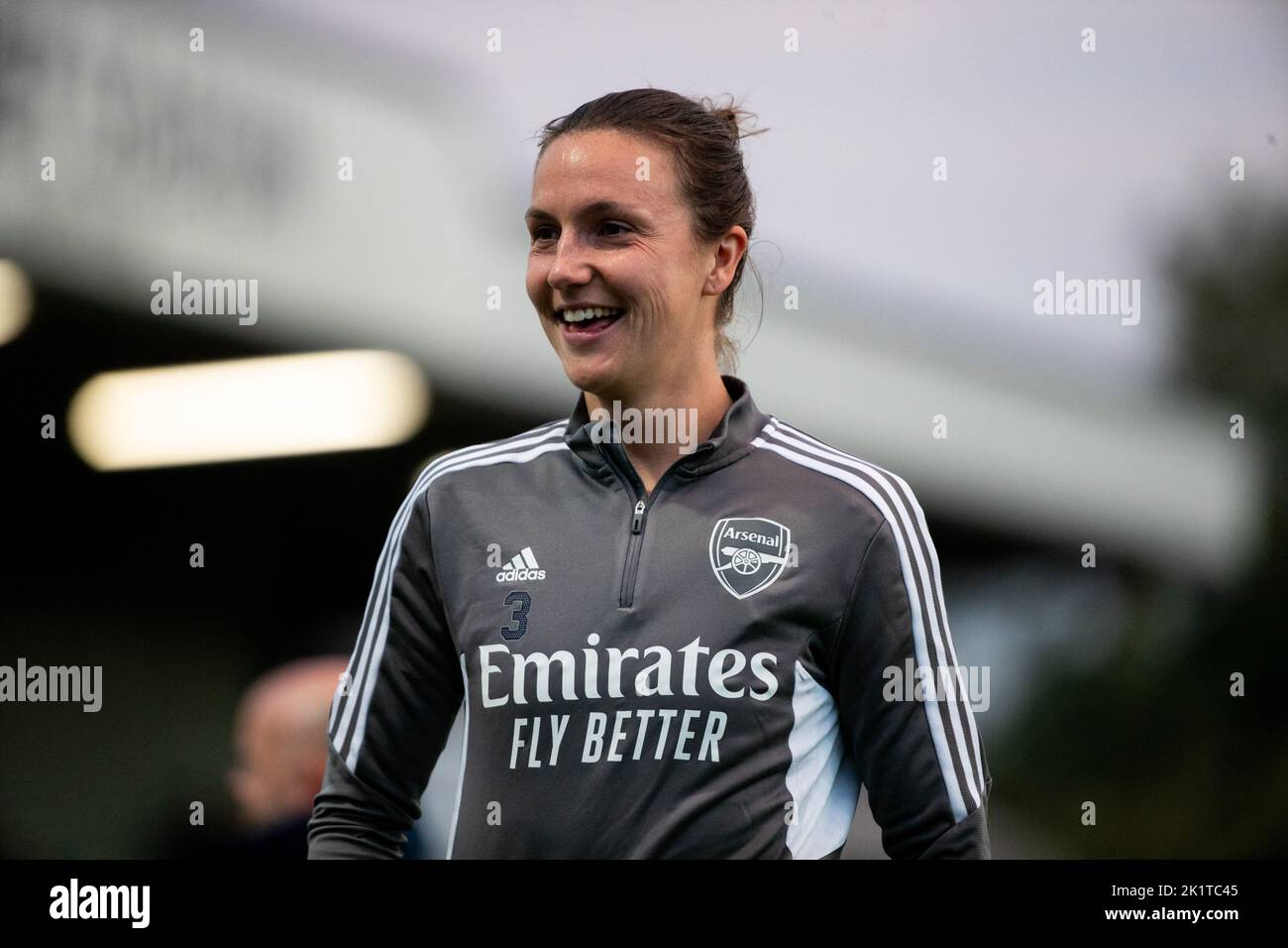 London, Großbritannien. 20. September 2022. Lotte Wubben-Moy (3 Arsenal) vor dem UEFA Womens Champions League-Spiel der Runde 2 zwischen Arsenal und Ajax im Meadow Park in London, England. (Liam Asman/SPP) Quelle: SPP Sport Press Photo. /Alamy Live News Stockfoto