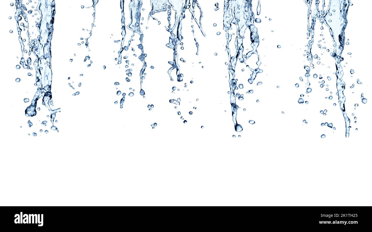 Wasser Spritzer Tropfen blau Flüssigkeit Blase frische Reinheit sauber Hintergrund Hygiene Gesundheitswesen Schönheit Reinigung Produkt Therapie Reinigung Reinigung Stockfoto
